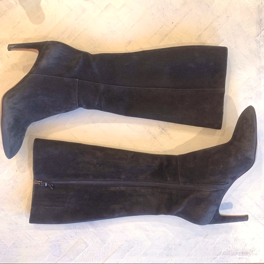 Via Spiga Black Suede Leather Knee High Boots - Picture 2 of 10